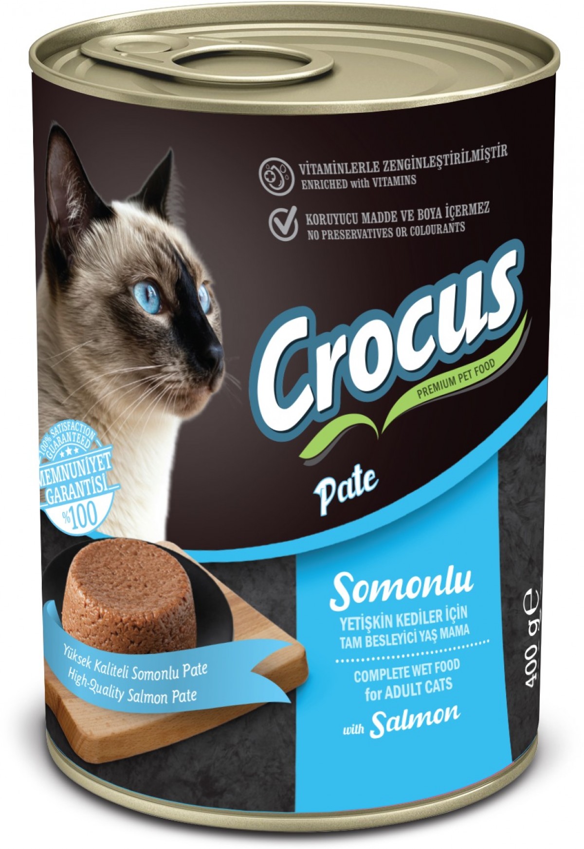 Crocus Yetişkin Kedi Somonlu Pate Yaş Mama 400g Crocus Yetişkin Kedi Somonlu Pate Yaş Mama 400g