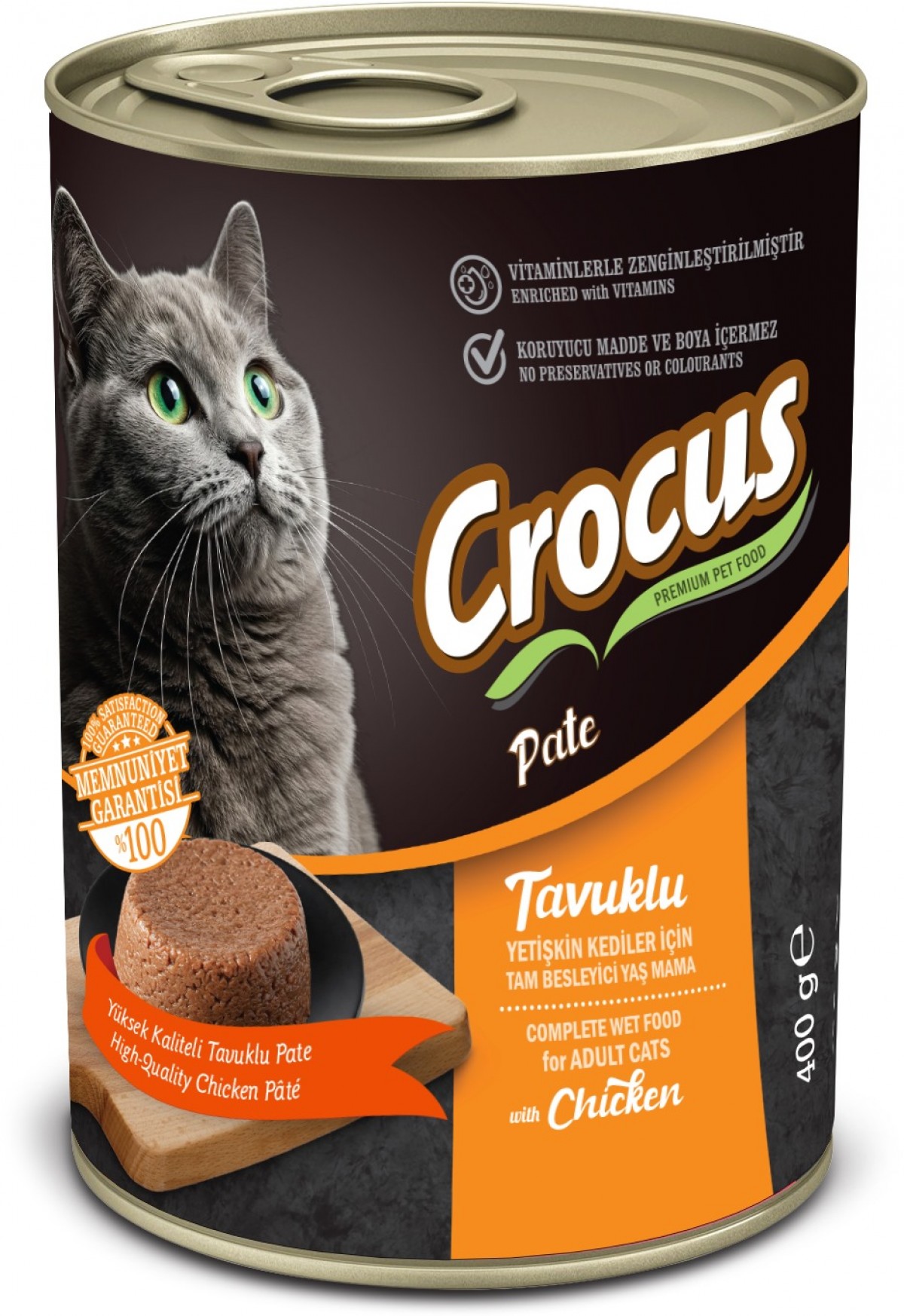 Crocus Yetişkin Kedi Tavuklu Pate Yaş Mama 400g Crocus Yetişkin Kedi Tavuklu Pate Yaş Mama 400g
