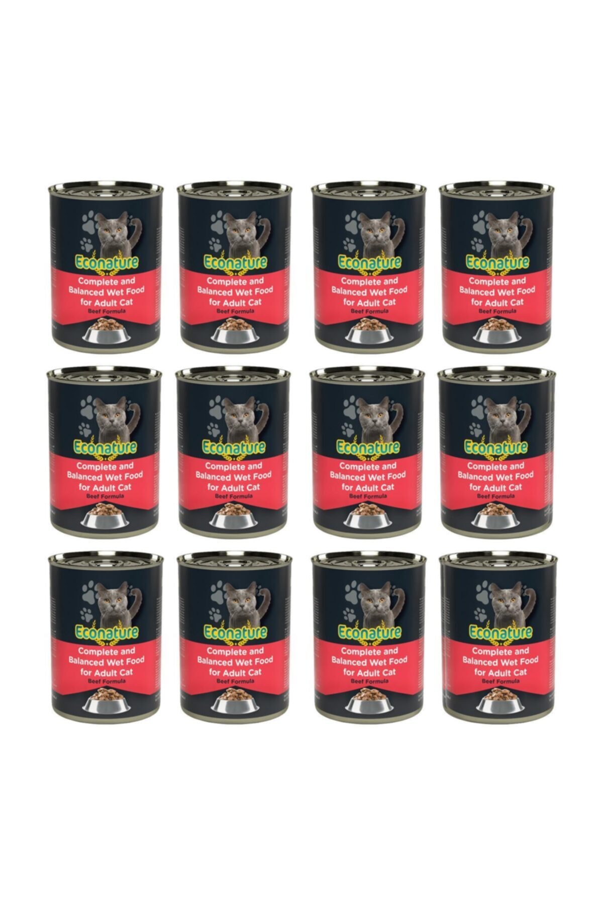 Econature Yet. Sığır Etli  Kedi Konserve Maması 400Gr X 12 Adet