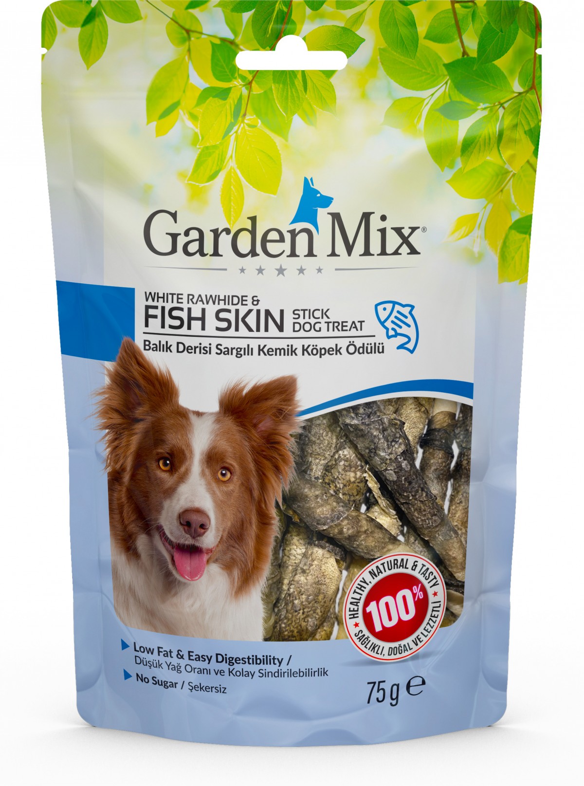 Garden Mix Balık Derisi Sargılı Kemik Köpek Ödülü 75 Gr