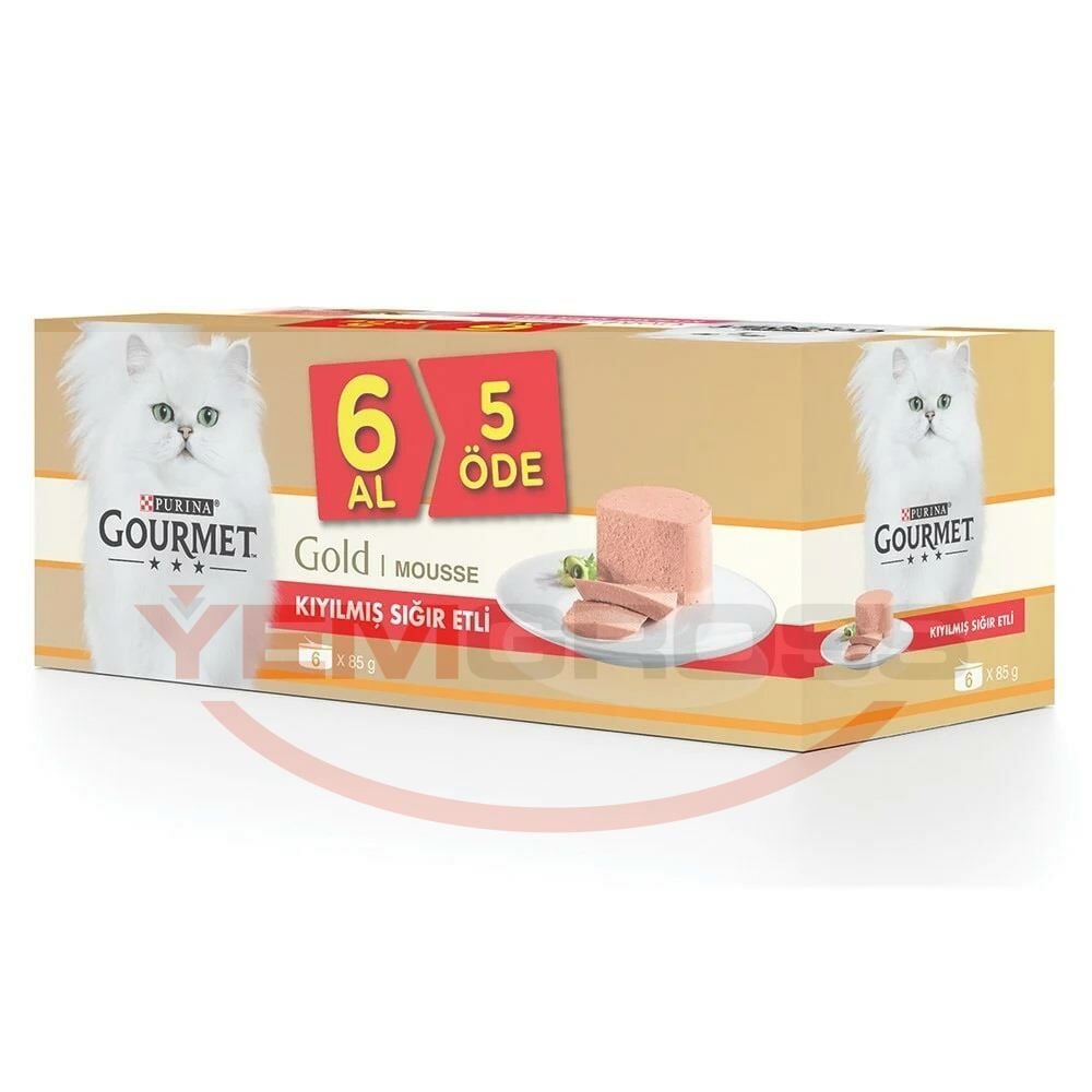 Gourmet Gold Multipack Kiyilmiş Sığır Etli Konserve Kedi Maması (5+1)-85Gr