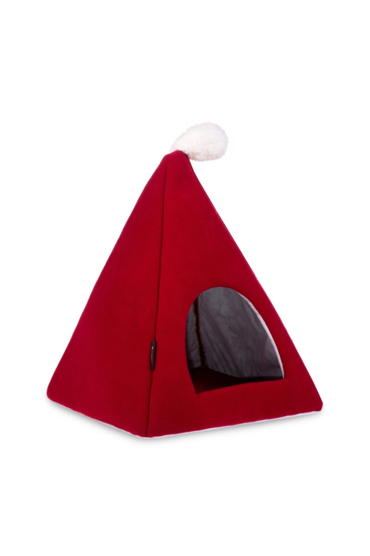 Piramit Kedi Yatağı Yuvası Kırmızı Yıkanabilir