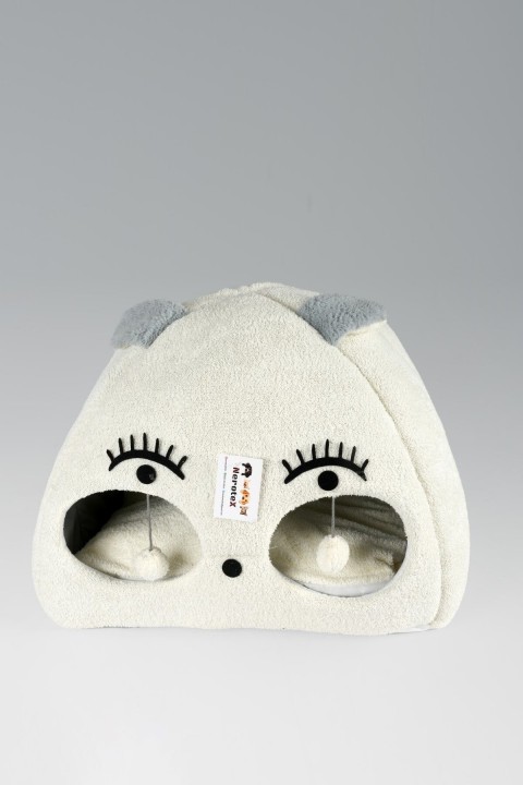 Beyaz Kedi Kafalı Büyük Kedi Evi Yuvası