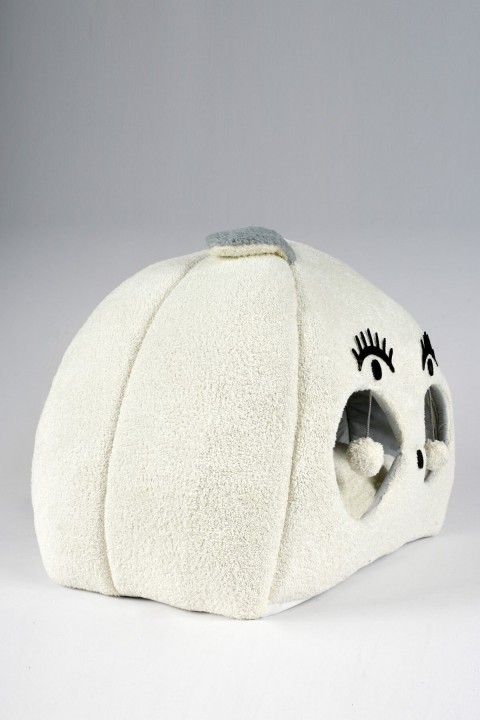 Beyaz Kedi Kafalı Büyük Kedi Evi Yuvası