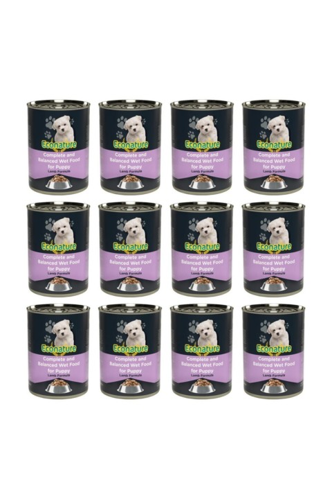 ECONATURE KUZU ETLİ YAVRU KÖPEK KONSERVE MAMASI 400GR x 12 ADET