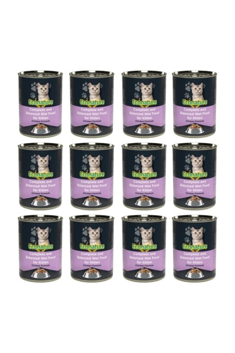 Econature Tavuk Etli Yavru Kedi Konserve Maması 400Gr X 12 Adet