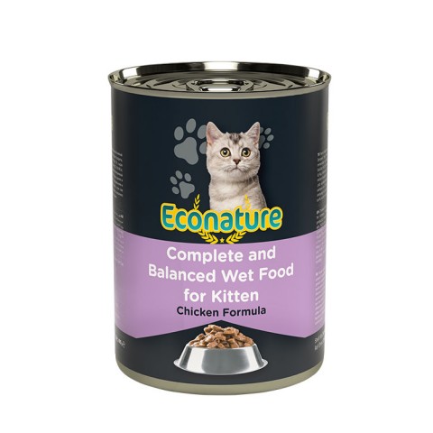 ECONATURE YAV.TAV.KEDI 400GR TAVUK ETLI SOSLU KONSERVE