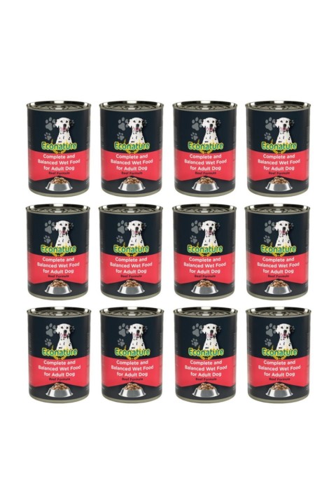 ECONATURE YET. SIĞIR ETLİ  KÖPEK KONSERVE MAMASI 400GR x 12 ADET