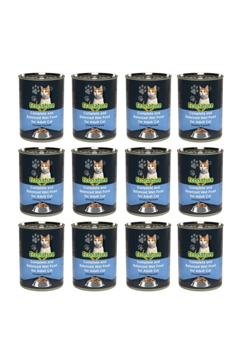 Econature Yet. Tavuk Etli Kedi Konserve Maması 400Gr X 12 Adet