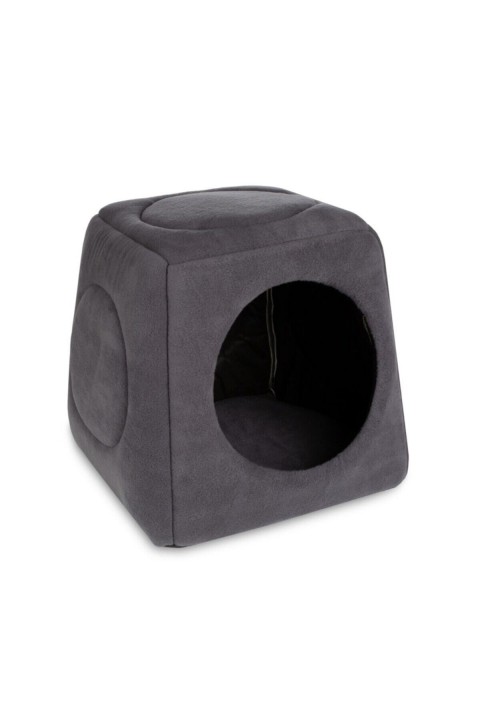 Gri Üç Fonksiyonlu Kedi Yatağı