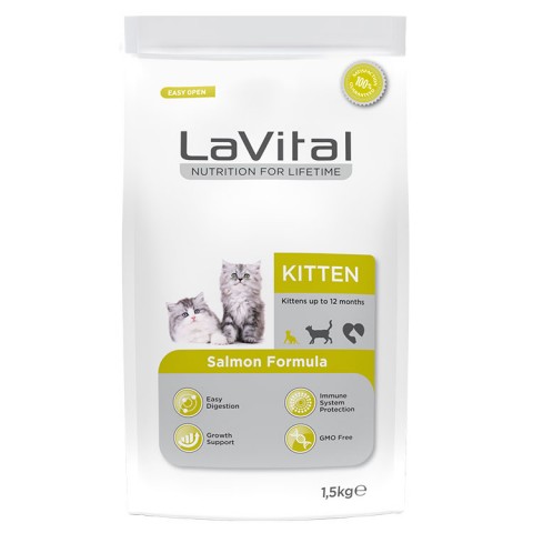 LaVital Kitten Bağışıklık Sistemi Güçlendirici Somonlu Yavru Kedi Maması 1,5kg