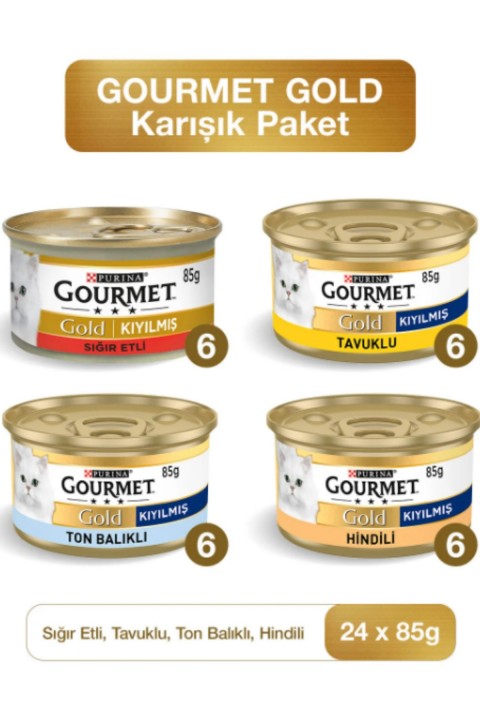 Karışık Kıyılmış Konserve Yetişkin Kedi Yaş Maması 24 X 85 G