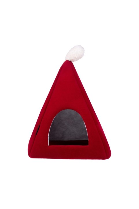 Piramit Kedi Yatağı Yuvası Kırmızı Yıkanabilir