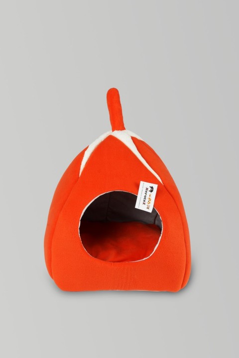 Piramit Kedi Yatağı Yuvası Turuncu Yıkanabilir