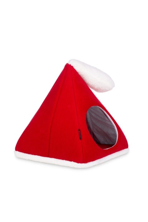 Piramit Kedi Yatağı Yuvası Yılbaşı Temalı Yıkanabilir