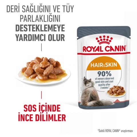 Royal Canin Hair Skin Jelly Hassas Tüylü Yetişkin Kedi Konserve Yaş Maması Pouch 85 Gr