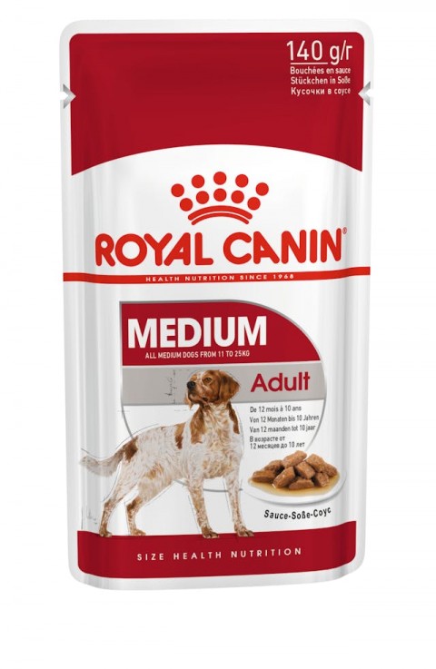 Royal Canin Medium Adult Orta Irk Yetişkin Köpekler İçin Parça Etli Konserve Yaş Mama Pouch 140 Gr