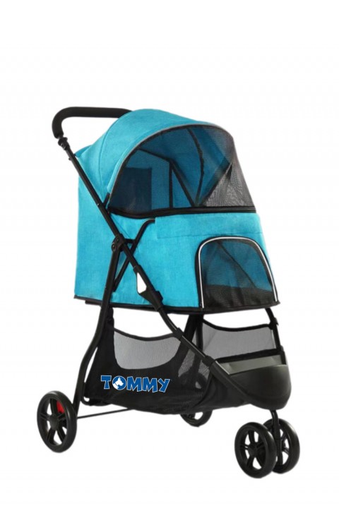 Tommy Evcil Hayvan Arabası Turkuaz 74.5*52.2*98cm Max 15kg