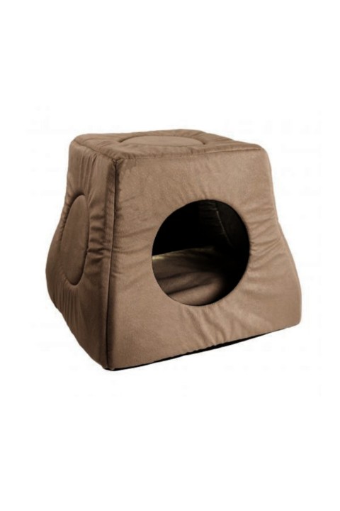Üç Fonksiyonlu Kahverengi Kedi Yuvası Yatağı Taytüyü Yıkanabilir 40x40 Cm