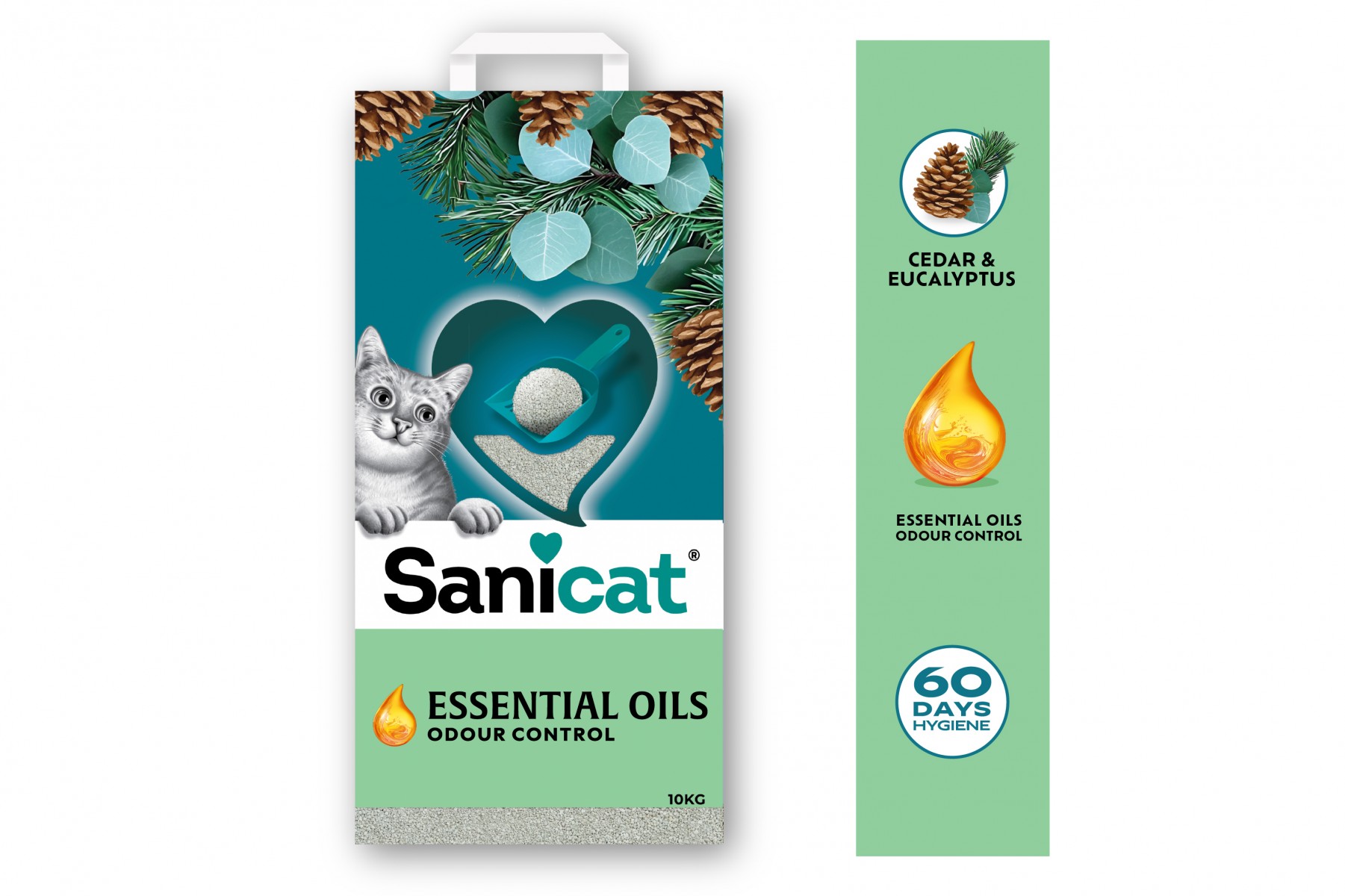 Sanicat Essential Oils Sedir Ve Okaliptus Kokulu Kedi Kumu 10 Kg