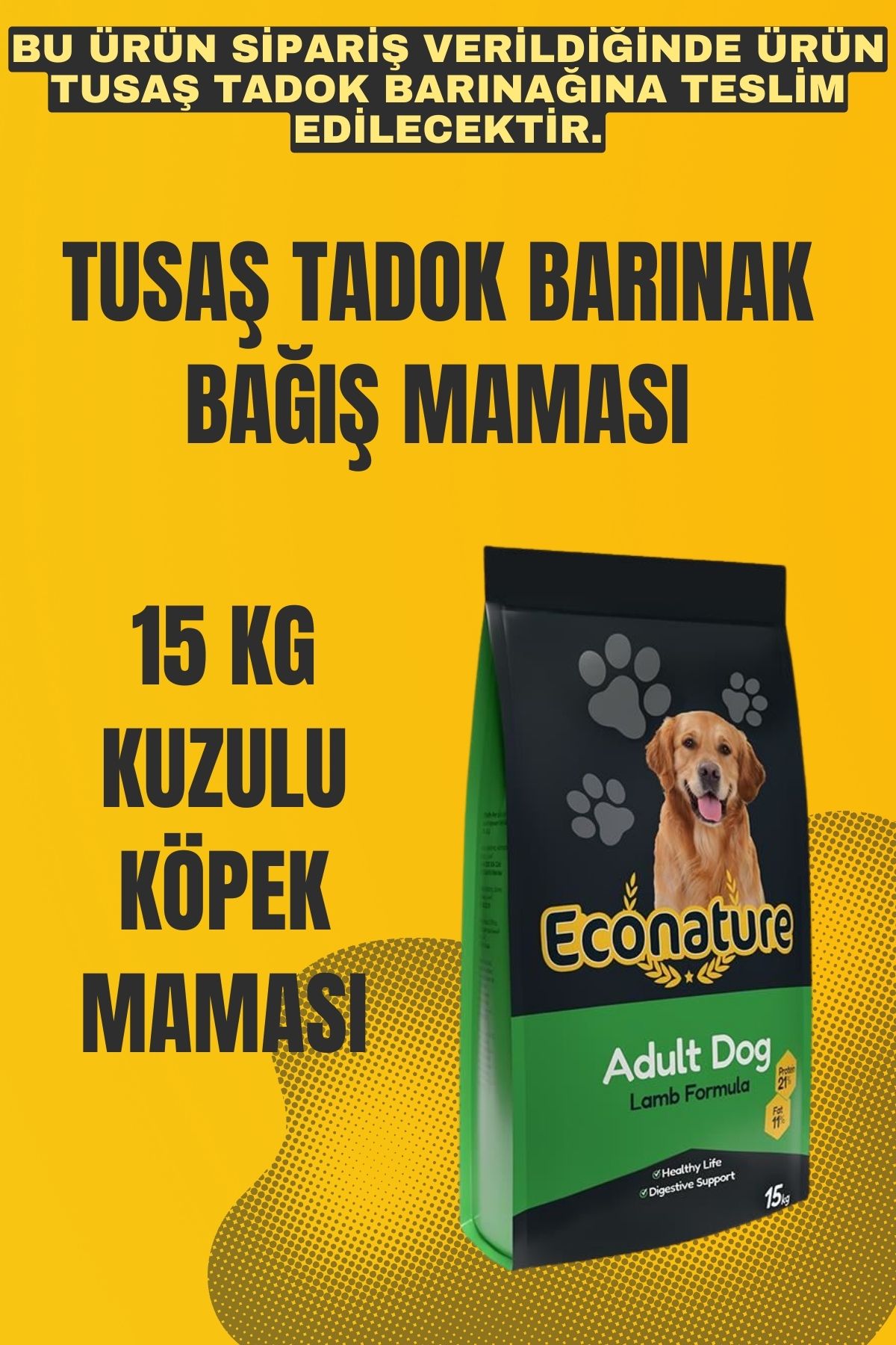 Tusaş Tadok Barınak Econature 15 Kg Kuzu Etli Köpek Maması